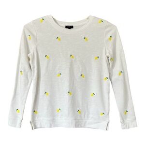 TALBOTS - White Crewneck Sweatshirt with Embroidered Lemons - NWOT